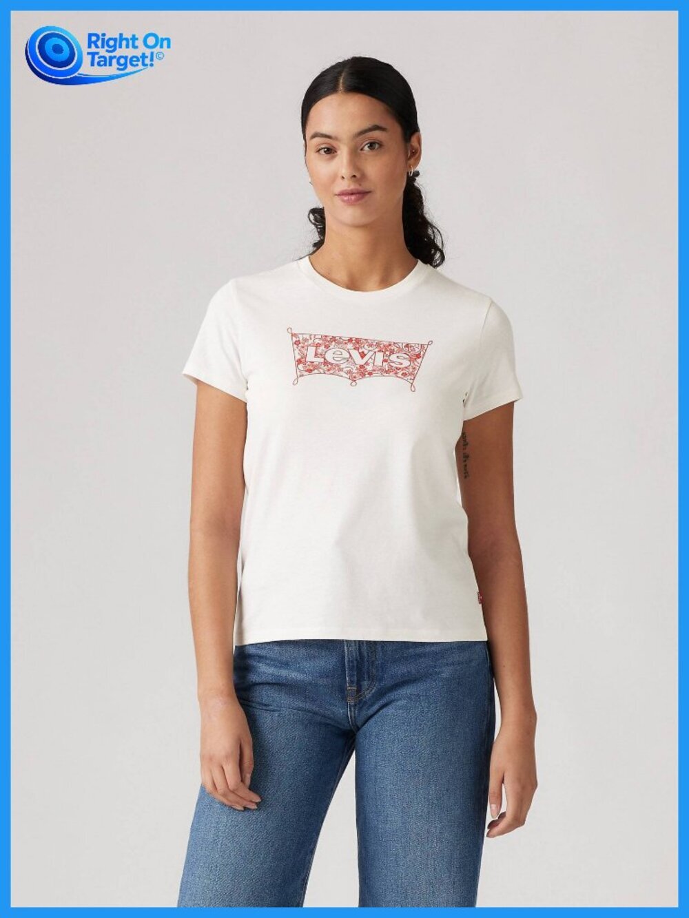 XS - Levis Womens Perfect T-Shirt - Floral Bandana Print Batwing